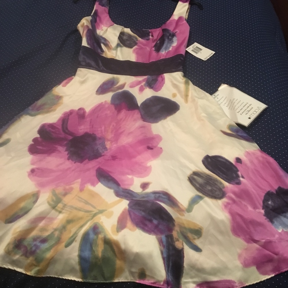 Cocktail prom dress empire waist floral  size 7 nh7